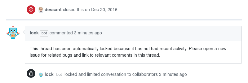 Screenshot of GitHub locked conversation