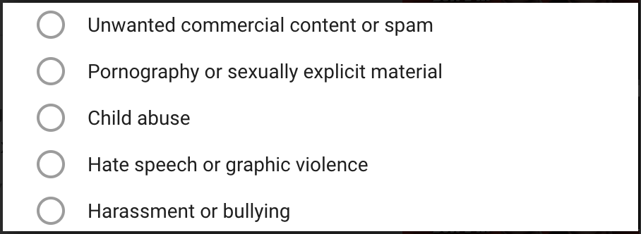 Screenshot of Youtube flags